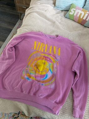 NIRVANA pink Tie-Dye Smiley Crewneck